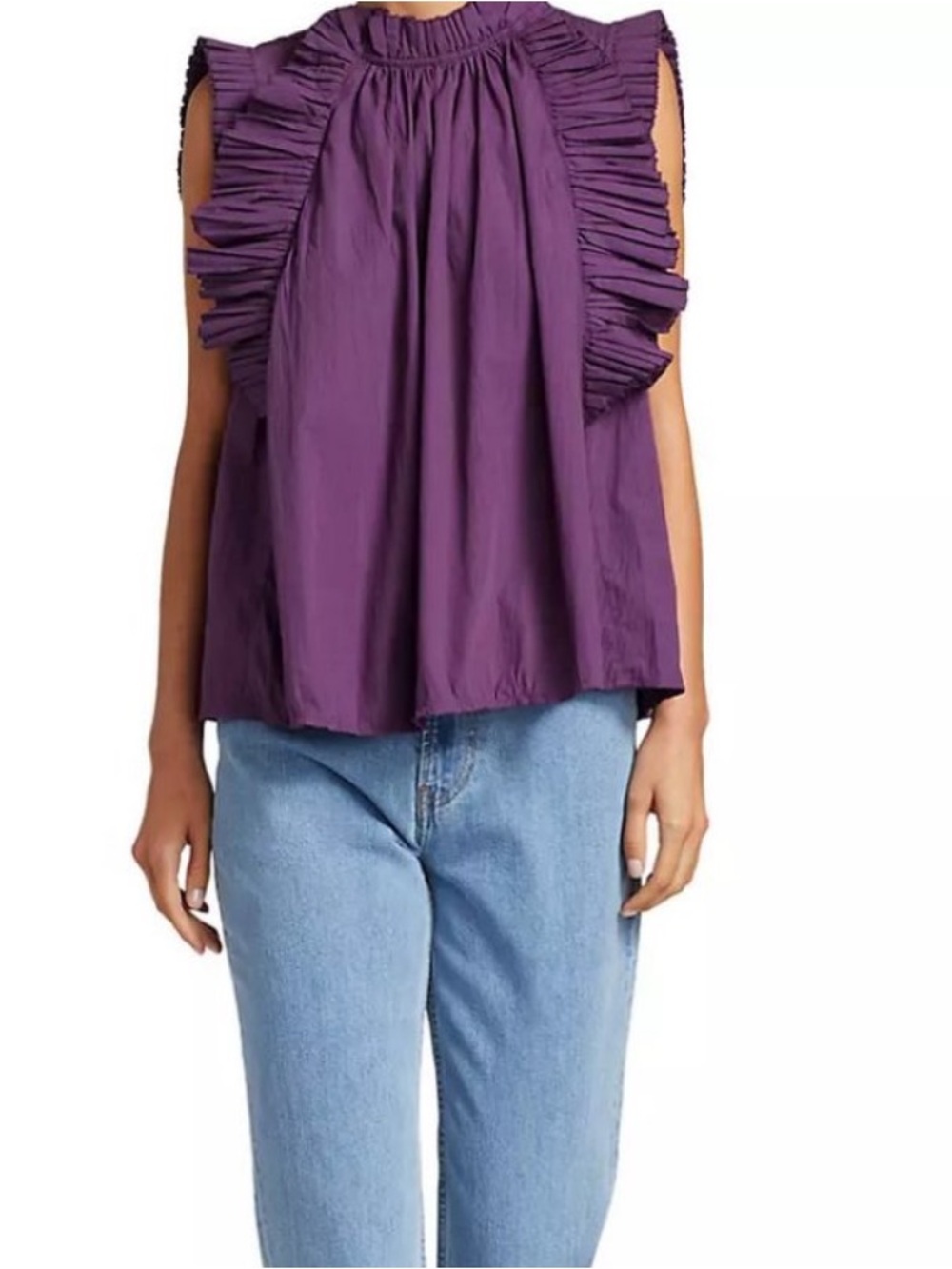 Sea New York Tivoli Pleated Ruffle Sleeveless Top